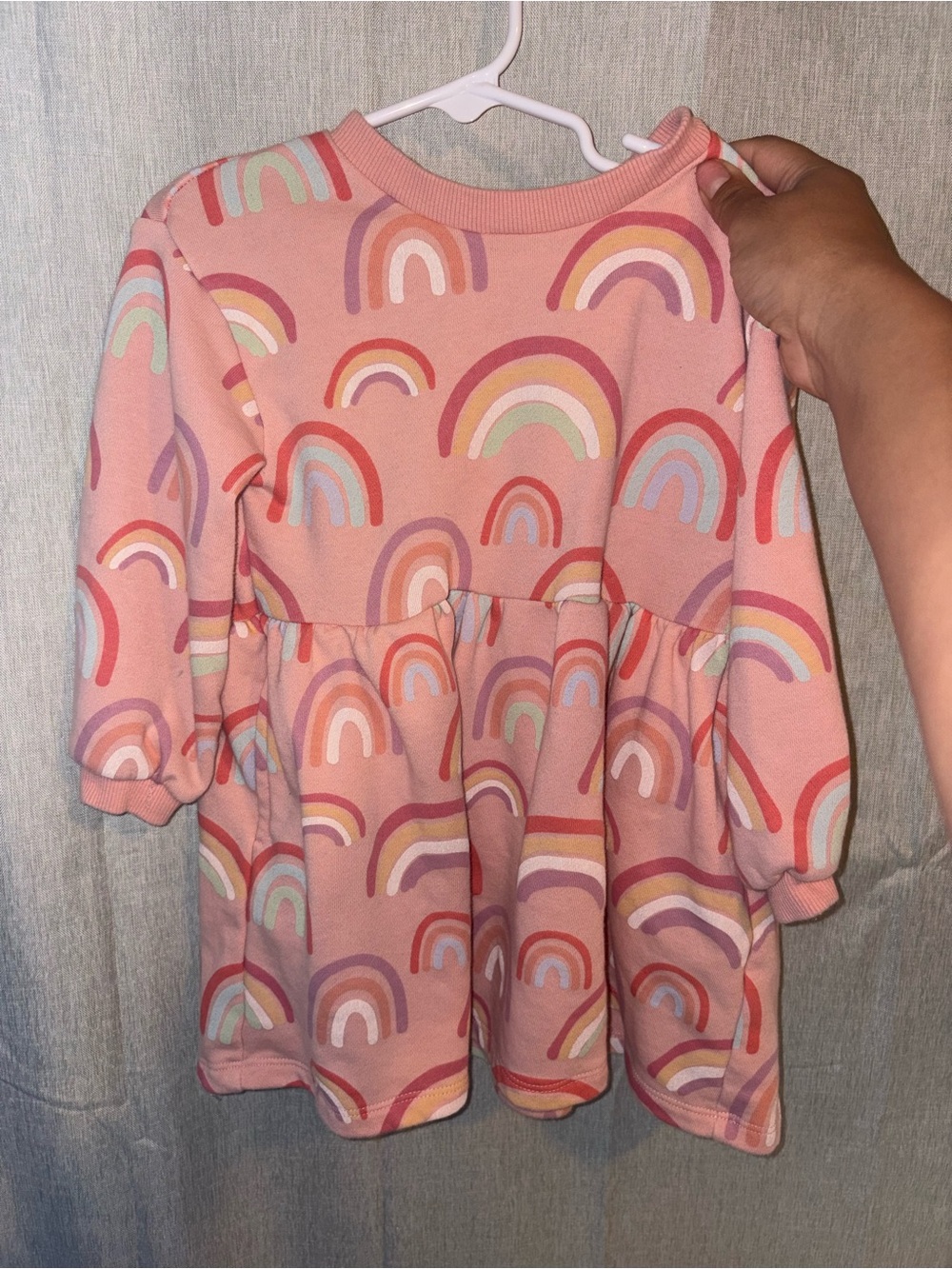 Toddler Girls Pink Rainbow Sweater Dress